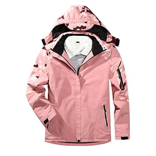 Wanderjacke Damen, Wanderjacke Outdoor Skijacke - Snowboardjacke Winddicht Arbeitsjacke Wasserdicht Funktionsjacke Winterjacke Warm Fleecejacke Jacken Mit Abnehmbarer Kapuze Für Frauen von Zilosconcy