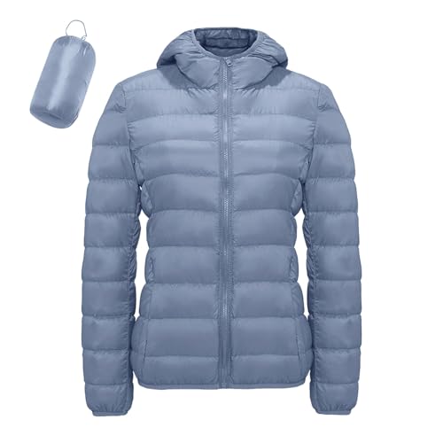 Warehouse Deal, Daunenjacke Damen Leicht Steppjacke Mit Kapuze - Übergangsjacke Entendaunen Winterjacke Packbare Wasserdicht Pufferjacke Frauen Casual Thermo Oberteil von Zilosconcy