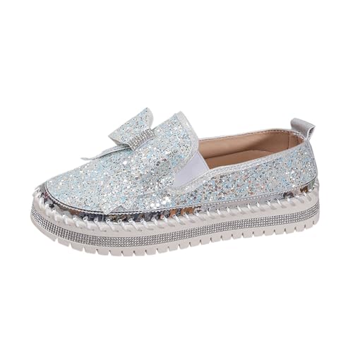 Warehouse Deal, Glitzer Sneaker Damen Flache Low Pailletten Schuhe - Glitzerschuhe Shiny Glitzer Schuhe Frauen Leichte Bequeme Sportschuhe Funkelnde Glitzernde Hochzeits-Brautschuhe von Zilosconcy