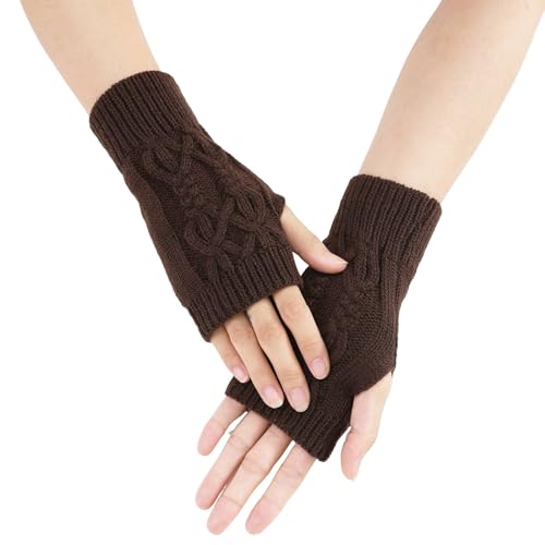 Warehouse Deal, Handstulpen Damen Ohne Finger Armstulpen - Fingerlose Handschuhe Gestrickte Pulswärmer Dicke Kaschmir Strickhandschuhe Frauen Fäustlinge Halbe Fingerhandschuhe von Zilosconcy