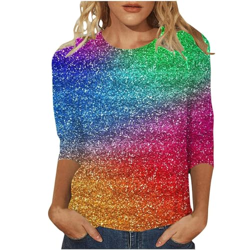 Warehouse Deal, Pailletten Oberteil Damen Shining Glitzer Oberteile - Glitzer Pullover Elegant Glitzertop Vintage Langarm Shirt Frauen Glitzer Bluse Festliche Oberteile Party Outfit von Zilosconcy