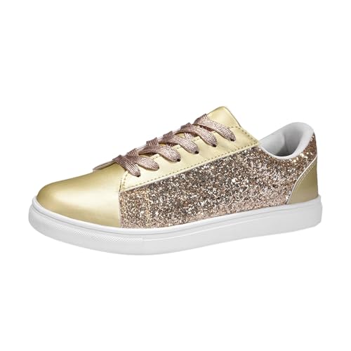 Warehouse Deal, Pailletten Schuhe Damen Flache Low Glitzer Sneaker - Glitzer Schuhe Shiny Glitzerschuhe Frauen Leichte Atmungsaktiv Turnschuhe Funkelnde Glitzernde Hochzeits-Brautschuhe von Zilosconcy