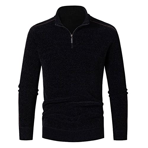 Warehouse Deal, Rollkragenpullover Herren Business Half Zip Pullover - Arbeitspullover Stehkragen Kragen Strickpullover Feinstrick Winterpullover Langarm Texured Pulli Für Männer von Zilosconcy