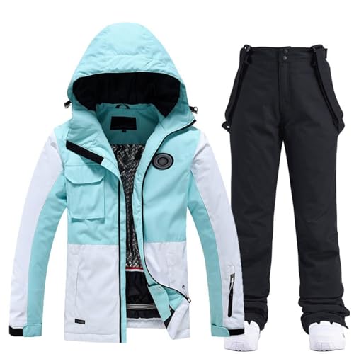 Warehouse Deal, Skianzug Damen 2 Teilig Winddichte Skijacke - Schneeanzug Outdoor Funktionsjacke Warme Schneehose Mit Abnehmbare Kapuzen Zum Skifahren Snowboarden von Zilosconcy