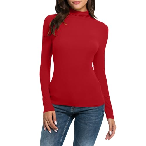 Warehouse Deal, Turtleneck Damen Thermooberteil Eng Rollkragenshirt - Rollkragenpullover Dünn Weich Warm Stehkragen Pullover Rolli Langarm Langarmshirt Mit Elegant Bequem von Zilosconcy