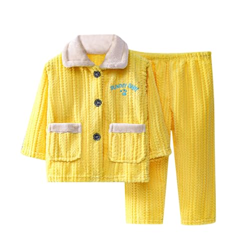 Warmer Schlafanzug Kinder, Warehouse Deal Flanell Schlafanzug Kinder Fleece Pyjama Set Strickjacke Mit Knöpfen Winter Warme Schlafanzüge Weiche Weihnachts Zweiteilig Frottee Pyjama von Zilosconcy