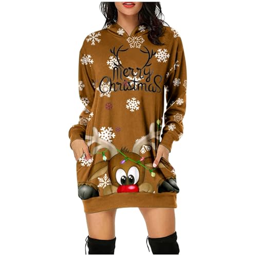 Weihnachtskleid Damen Lustig, Weihnachtskleider Damen Hoodie Weihnachts Kleid Sexy Weihnachtsbluse - Weihnachtskleidung Weihnachtsfeier Weihnachtskleid Lustig Christmas Dress Kleider Weihnachten von Zilosconcy