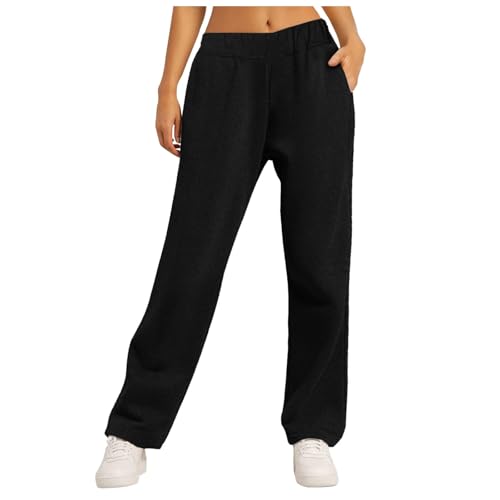 Wide Leg Jogginghose, Jogginghose Damen Baumwolle Sporthose - Elastischer Bund Trainingshose Kordelzug Mit Gummizug Laufhosen Mädchen Trainingsanzug Hosen Sweathose Taschen von Zilosconcy