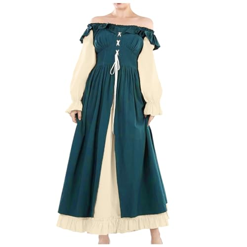 Wikinger Kleidung Damen, Mittelalterkleider Damen Renaissance Dress Halloween - Mittelalter Kleid Lolita Hexenkleid Goth Mittelalterkleid Witch Elfenkleid Merida Kostüm von Zilosconcy