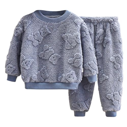 Winter Pyjama Kinder Warm, Baby Schlafanzug Ohne Fuss Flanell Schlafanzug Kinder Fleece Pyjama Set Verdicken Winter Warme Schlafanzüge Kuschel Weiche Weihnachts Zweiteilig Frottee Pyjama von Zilosconcy