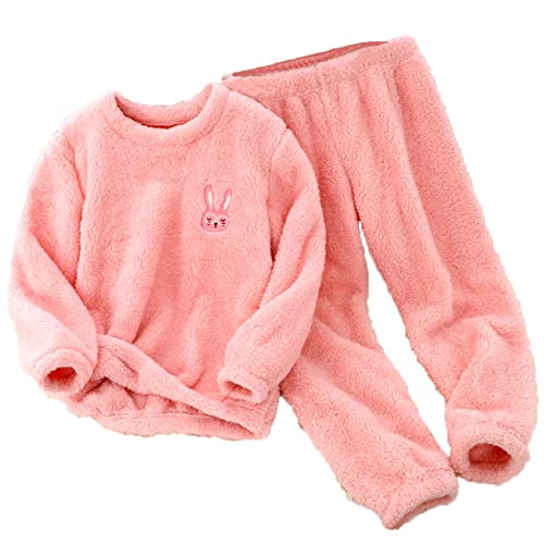 Winter Schlafanzug Mädchen, Flanell Pyjama Flanell Schlafanzug Kinder Fleece Pyjama Set Winter Warme Schlafanzüge Hasen-Druck Kuschel Weiche Weihnachts Zweiteilig Frottee Pyjama von Zilosconcy