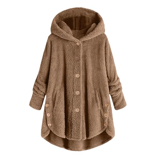 Winterjacke Mit Fell Damen, Fliesjacken Für Frauenplüschjacke Damen Flauschig Plüsch Fleecejacke - Herbstjacke Warme Mit Kapuze Winterpullover Hooded Fleecepullover Herbst/Winter Sweatshirt von Zilosconcy