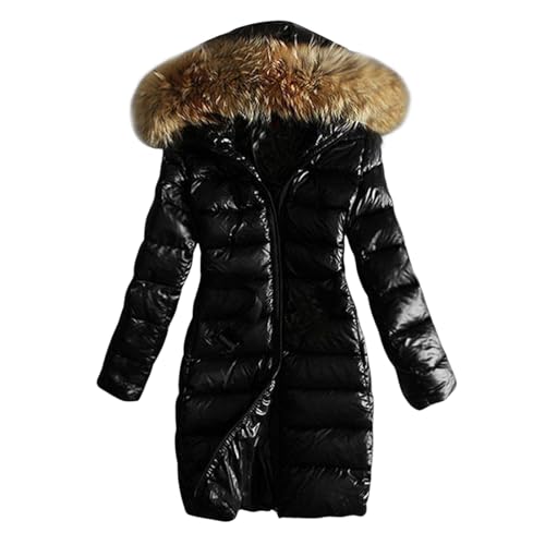 Wintermantel Damen, Damenmantel Damen Lang Wintermantel Mit Kapuze - Winterjacke Gefüttert Winterparka Winter Grosse Grössen Steppjacke Frauen Elegant Winddicht Outdoor Mantel Mit-Fell von Zilosconcy