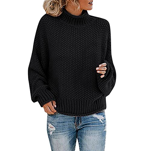 Winterpullover Damen, Strickpullover Damen Langarm - Rollkragenpullover Bequem Hoher Hals Grobstrickpullover Elegant Lässiges Stricken Pulli Winter Sweatshirt Oberteile von Zilosconcy