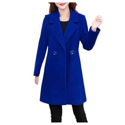 Wolljacke Damen Winter, Wollmantel Damen Winter Dufflecoat - Trenchcoat Wolle Wolljacke Warme Übergangsmantel Elegant Klassischem Revers Coat Einfarbig Jacke Outwear Mit Knöpfen Für Frauen von Zilosconcy