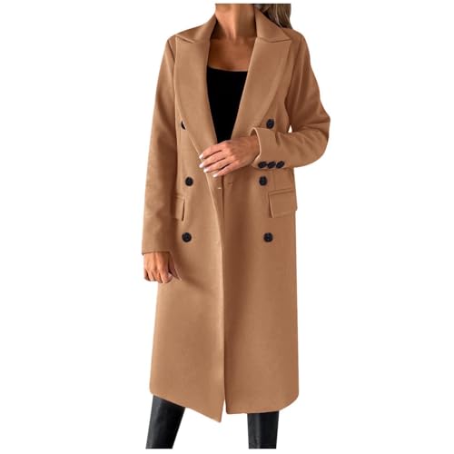 Wollmantel Damen, Trenchcoat Damen Elegant Dufflecoat - Wollmantel Herbst Herbstmantel Boucle Mantel Mit Taschen Für Frauen Übergangsjacke Wintermantel Warme Wolljacke Windjacke von Zilosconcy