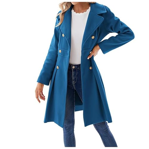 Wollmantel Damen, Trenchcoat Damen Winter Dufflecoat - Boucle Mantel Elegant Wintermantel Herbst Wollmantel Für Frauen Baumwolle Windjacke Übergangsmantel Winddichter Reverskragen von Zilosconcy