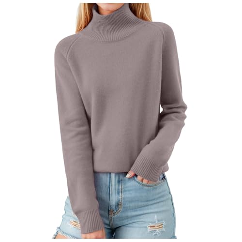 Wollpullover Damen, Cashmere Pullover Damen Rollkragenpullover Strickpulli - Kaschmir Woll Weiß Rollkragenshirt Herbst Outfit Rollkragen Oversize Grobstrickpullover von Zilosconcy