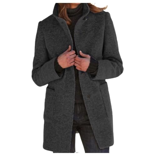 Zilosconcy Angebot Des Tages, Wollmantel Damen Winter Dufflecoat - Trenchcoat Wolle Wolljacke Winddicht Herbstmantel Elegant Klassischem Revers Coat Einfarbig Jacke Outwear Mit Knöpfen Für Frauen von Zilosconcy