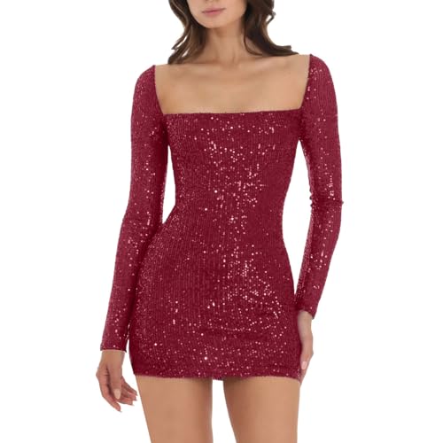 Zilosconcy Deals of The Day, Glitzerkleid Damen Glitzer Paillettenkleid - Silvester Kleid Elegant Abendkleider Rockabilly Kurz Cocktailkleid Frauen Weihnachtskleid Schöne Hochzeitskleid Partykleider von Zilosconcy