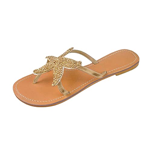 Zilosconcy Flip Flops Damen Sommer Böhmen Flach Slipper Römische Damen Lässig Badelatschen Sandalen Damen Gladiator rutschfeste Mode Flipflops Flip Flops Zehentrenner Badeschuhe von Zilosconcy