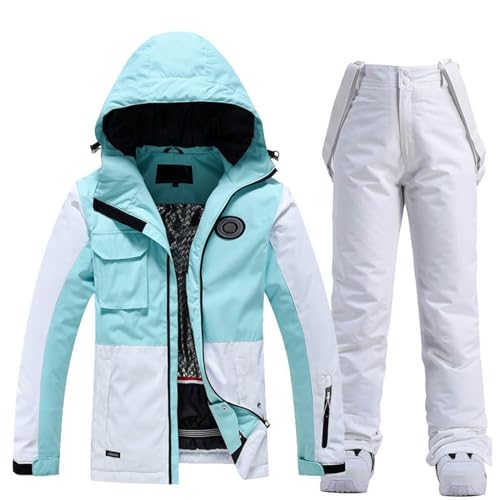 Zilosconcy Outlet Angebote, Skianzug Damen 2 Teilig Winddichte Skijacke - Schneeanzug Outdoor Funktionsjacke Warme Schneehose Mit Abnehmbare Kapuzen Zum Skifahren Snowboarden von Zilosconcy