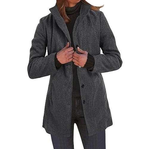 Zilosconcy Trench Coat Women, Wollmantel Damen Winter Dufflecoat - Wolljacke Wolle Trenchcoat Winddicht Mantel Wintermantel Klassischem Revers Coat Einfarbig Jacke Outwear Mit Knöpfen Für Frauen von Zilosconcy