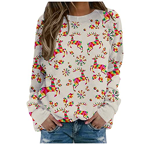 Zilosconcy Warehouse Deal, Norweger Pullover Damen Mohair Weihnachtspulli - Alpaka Pullover Jacquard Pulli Norwegermuster Sweater Rundhals Langarm Strickpullover Casual Wollpulli Frauen von Zilosconcy