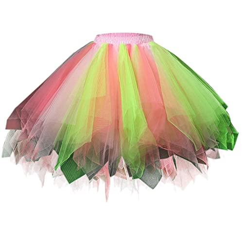 tüllrock bunt, Regenbogen Tüllrock Damen Bunter Tütü Rock - Petticoat Rockabilly Karneval Kostüm 50Er Frauen Vintage Party Kostüme Rave Tanzrock von Zilosconcy