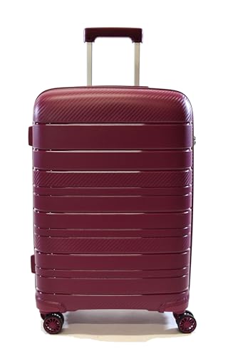 Zimmert Leather Hochwertiger Hartschalen Trolley Polypropylen TSA-Schloss geeignet, Koffer Serie: Scroll-Light Gr. M 66 cm Doppelrollen Merlot Rot von Zimmert Leather