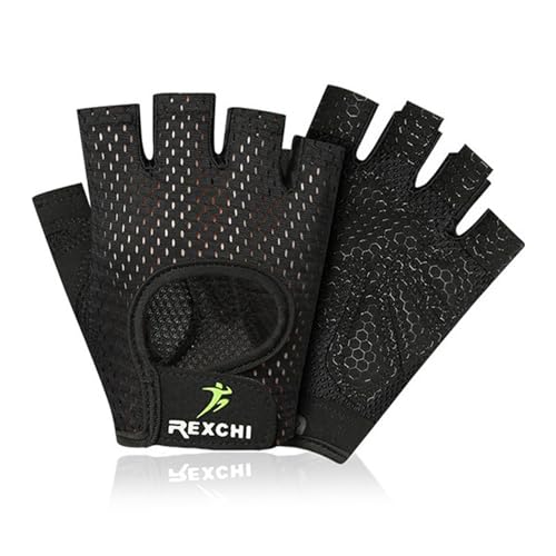 Zimoer Fitness Handschuhe für Damen und Herren, Trainingshandschuhe Gym Handschuhe Atmungsaktive rutschfest Sporthandschuhe Handflächenschutz für Radfahren Training Crossfit Klimmzüge (Schwarz, M) von Zimoer