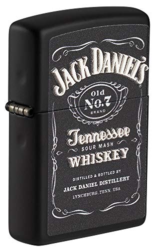 Zippo 49281 Jack Daniels Texture Black Pocket Lighter Feuerzeug, Schwarzer, Matter Texturdruck, Einheitsgröße von Zippo