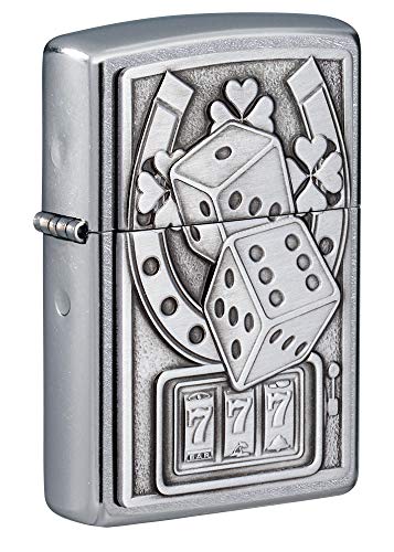 Zippo Lucky 7 Emblem Street Chrome Taschenfeuerzeug, Silber, Einheitsgröße von Zippo