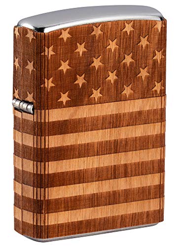 Zippo Woodchuck Taschenfeuerzeug mit USA-Flagge, Braun, Einheitsgröße von Zippo
