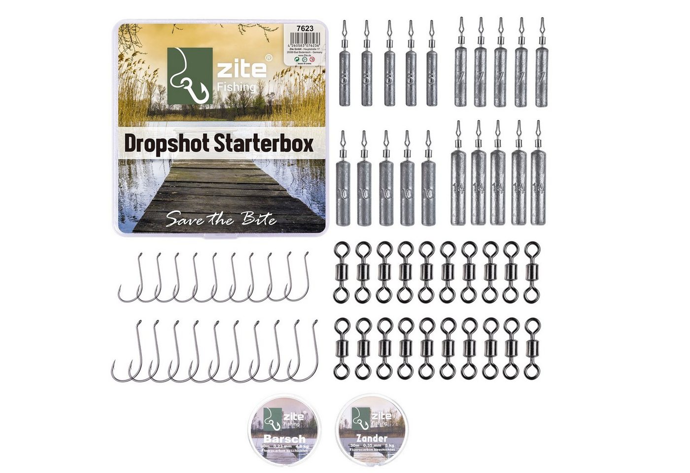 Zite Drop-Shot-Blei Set 63 teilig - Große Einsteigerbox Classic Barsch & Zander Zite Drop-Shot-Blei Set 63 teilig - Große Einsteigerbox Classic Barsch & Zander von Zite