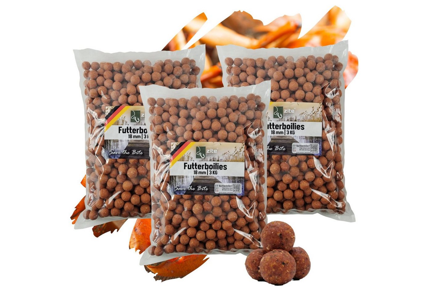 Zite Fischlockstoff Futter-Boilies Karpfen-Angeln 18mm - Verschiedene Aromen - 3x3kg von Zite