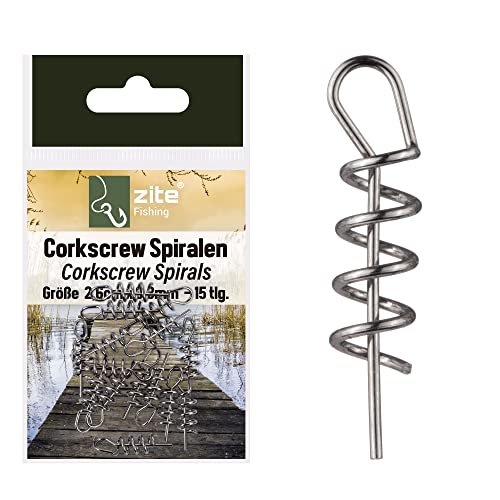 Zite Fishing Cork-Screw Spiralen 15 Stück - Hochwertige Softbait-Spiralen im Sortiment 2,6cm x 0,8mm - Ideal für Gummifisch-Angeln Zite Fishing Cork-Screw Spiralen 15 Stück - Hochwertige Softbait-Spiralen im Sortiment 2,6cm x 0,8mm - Ideal für Gummifisch-Angeln von Zite