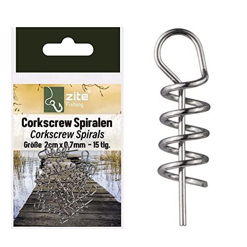 Zite Fishing Cork-Screw Spiralen 15 Stück - Hochwertige Softbait-Spiralen im Sortiment 2cm x 0,7mm - Ideal für Gummifisch-Angeln Zite Fishing Cork-Screw Spiralen 15 Stück - Hochwertige Softbait-Spiralen im Sortiment 2cm x 0,7mm - Ideal für Gummifisch-Angeln von Zite