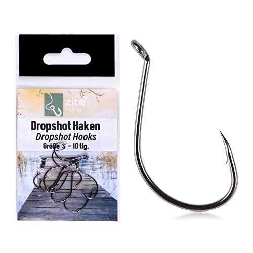 Zite Fishing Drop-Shot Angel-Haken – Finesse Hooks 10 STK Spitz & Robust – DS Rig Haken für Gummiköder und Naturköder (S) von Zite