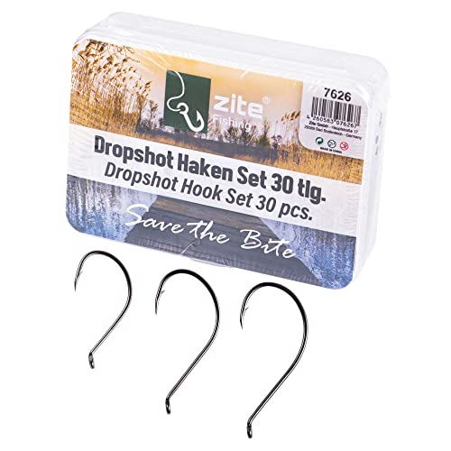 Zite Fishing Drop Shot Haken Set – Finesse Angelhaken 30 STK in 3 Größen in Box – DS Rig Haken für Gummiköder und Naturköder Zite Fishing Drop Shot Haken Set – Finesse Angelhaken 30 STK in 3 Größen in Box – DS Rig Haken für Gummiköder und Naturköder von Zite