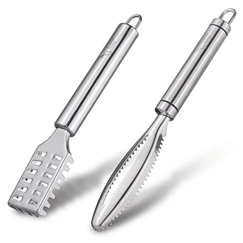 Zite Fishing Fischschupper-Set - 2-TLG zum einfachen Entfernen von Fischschuppen - Fischschuppenschaber & Fischschaber Rostfrei Zite Fishing Fischschupper-Set - 2-TLG zum einfachen Entfernen von Fischschuppen - Fischschuppenschaber & Fischschaber Rostfrei von Zite