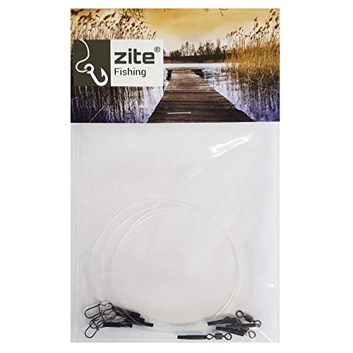 Zite Fishing Fluorocarbon Raubfisch-Vorfach Spinn-Vorfächer mit Snap-Karabiner - Hecht & Zander Raubfisch-Vorfach - 4 Stück 0,4mm-0,6mm 25cm-40cm (0,5mm/30cm) von Zite