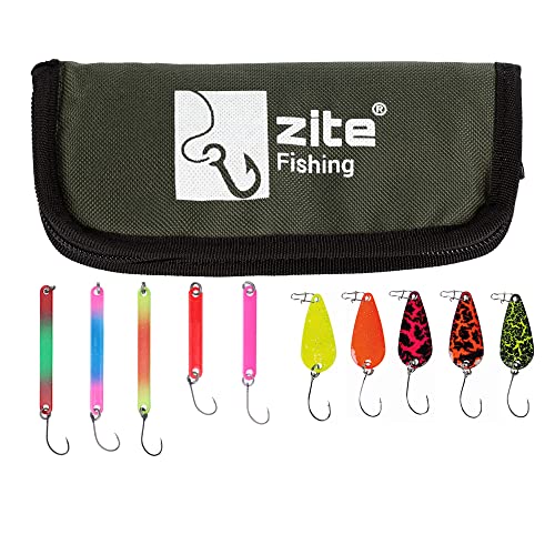 Zite Fishing Forellen-Blinker Set 10 STK | Stick Spoons Forellenköder Ultra Light Angelköder | Spoon-Mäppchen Ködermappe Forellenangeln von Zite