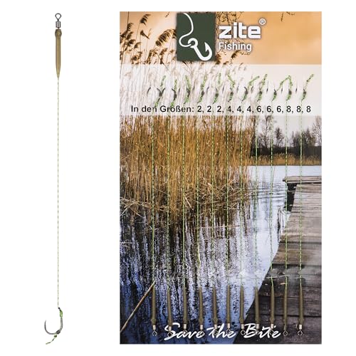 Zite Fishing Karpfen-Rigs Set - 12 Fertig Gebundene Vorfächer Boilie-Angeln - Geflochtene Angel-Schnur und Haken #2-8 Zite Fishing Karpfen-Rigs Set - 12 Fertig Gebundene Vorfächer Boilie-Angeln - Geflochtene Angel-Schnur und Haken #2-8 von Zite