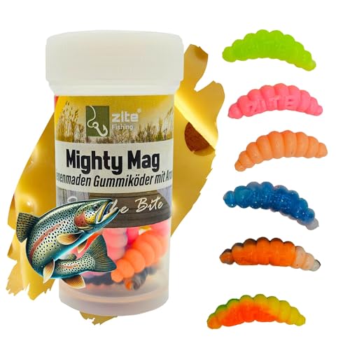 Zite Fishing Mighty Mag Neon Mix 12 STK - Schockfarben Forellen-Köder 2,8cm - Bienenmaden-Imitat – Gummiköder UV-Aktiv & Phthalatfrei – Neon Käse Zite Fishing Mighty Mag Neon Mix 12 STK - Schockfarben Forellen-Köder 2,8cm - Bienenmaden-Imitat – Gummiköder UV-Aktiv & Phthalatfrei – Neon Käse von Zite