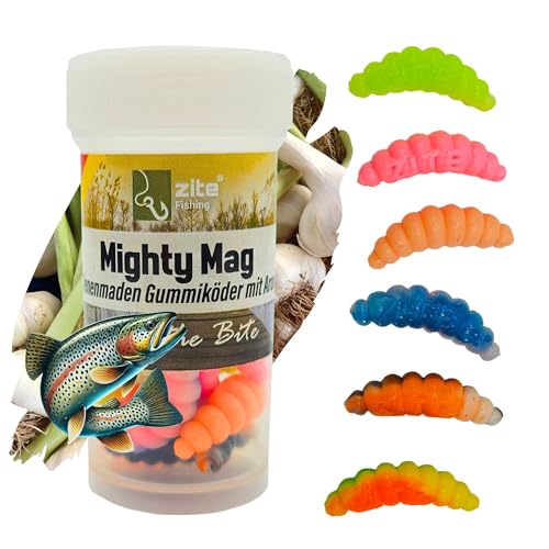 Zite Fishing Mighty Mag Neon Mix 12 STK - Schockfarben Forellen-Köder 2,8cm - Bienenmaden-Imitat – Gummiköder UV-Aktiv & Phthalatfrei – Neon Knoblauch Zite Fishing Mighty Mag Neon Mix 12 STK - Schockfarben Forellen-Köder 2,8cm - Bienenmaden-Imitat – Gummiköder UV-Aktiv & Phthalatfrei – Neon Knoblauch von Zite
