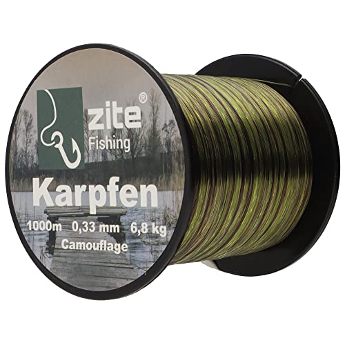 Zite Fishing Monofile Angelschnur in Camouflage – Karpfen-Schnur 0,28mm - 0,37mm 1000m Spule - Abriebfeste Carp-Line Nylon-Schnur - Ideal fürs Karpfenangeln (0,33 mm) Zite Fishing Monofile Angelschnur in Camouflage – Karpfen-Schnur 0,28mm - 0,37mm 1000m Spule - Abriebfeste Carp-Line Nylon-Schnur - Ideal fürs Karpfenangeln (0,33 mm) von Zite