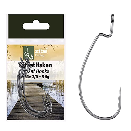Zite Fishing Offset-Haken Set - 5 STK Scharfe Angelhaken Kunstköder-Angeln Barsch & Zander Größe 3/0 - Perfekt für Gummiköder, Jigs, Creature Baits Zite Fishing Offset-Haken Set - 5 STK Scharfe Angelhaken Kunstköder-Angeln Barsch & Zander Größe 3/0 - Perfekt für Gummiköder, Jigs, Creature Baits von Zite