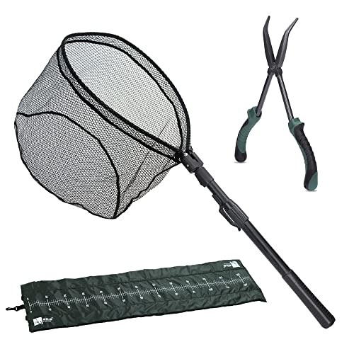 Zite Fishing Raubfisch Angelzubehör Set - Einhand-Kescher Gummiert - Fisch-Abhakmatte 130cm - Hakenlöser-Zange 28cm Zite Fishing Raubfisch Angelzubehör Set - Einhand-Kescher Gummiert - Fisch-Abhakmatte 130cm - Hakenlöser-Zange 28cm von Zite