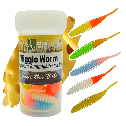 Zite Fishing Wiggle Worm Neon Mix 10 STK – Aromatisierter Lamellen Gummiwurm Forellen-Köder - 5,5cm Gummiköder für UL Angeln – Phthalatfrei - Neon Käse Zite Fishing Wiggle Worm Neon Mix 10 STK – Aromatisierter Lamellen Gummiwurm Forellen-Köder - 5,5cm Gummiköder für UL Angeln – Phthalatfrei - Neon Käse von Zite